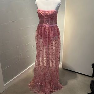 For Love & Lemons pink flower sequin dress